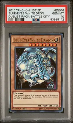 2015 YU-GI-OH! DUELIST PACK: BATTLE CITY #EN016 BLUE-EYES WHITE DRGN. PSA 10 - Image 1