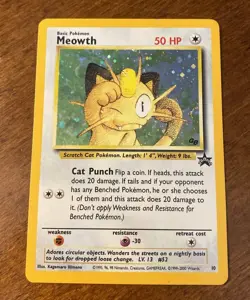 Meowth #10 Game Boy Pokemon Wizards Black Star Promo WOTC - LP MP Check Photos - Image 1