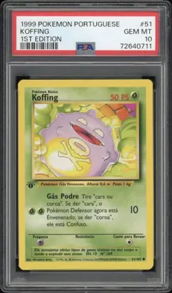 1999 Pokemon PORTUGUESE 1st Edition Base Set Koffing 51/102 PSA 10 GEM MINT - Image 1