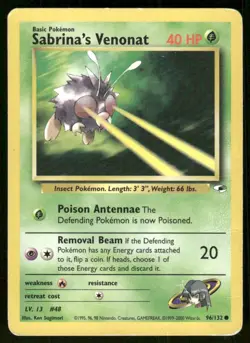 Pokemon Tcg Sabrina's Venonat #96 Pokemon Gym Heroes HP - Image 1