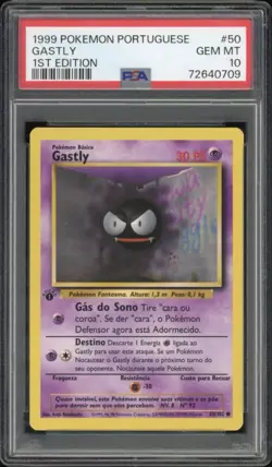 1999 Pokemon PORTUGUESE 1st Edition Base Set Gastly 50/102 PSA 10 GEM MINT - Image 1