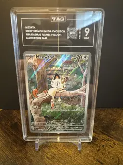 Pokemon TCG Meowth Phantasmal Flames 106/094 TAG 9 MINT - Image 1