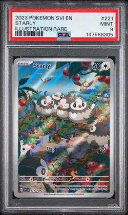 2023 POKEMON SVI EN-SCARLET & VIOLET ILLUSTRATION RARE #221 STARLY PSA 9 - Image 1
