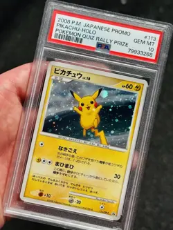 2008 Pokemon Pikachu Holo 113/DP-P Quiz Rally Prize Black Star Promo Psa 10 - Image 1
