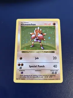 Hitmonchan - 7/102 - Pokemon Base Set Shadowless Holo Rare Card WOTC - NM - Image 1