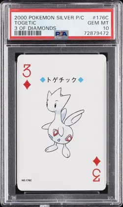 2000 POKEMON SILVER VERSION PLAYING CARDS 3 OF DIAMONDS #176C TOGETIC PSA 10 - Image 1