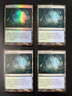 MTG- Misty Rainforest x4 (One is FOIL) - Image 1