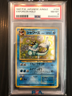 Vaporeon PSA 8 Japanese Jungle #134 1997 Pokemon Holo - Image 1