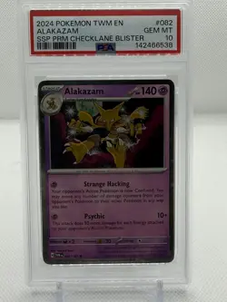 2024 POKEMON TWM EN-TWILIGHT MASQUERADE #082 ALAKAZAM PSA 10 - Image 1