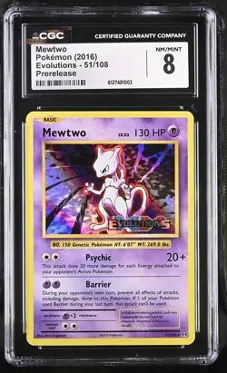 Mewtwo 51/108 Prerelease Evolutions Pokemon CGC 8 Nm/mint - Image 1