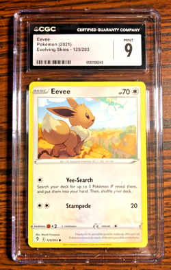 Eevee Regular Common #125|CGC MINT 9|2021 SWSH Evolving Skies|Pokemon TCG - Image 1