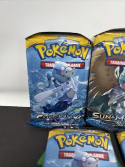 Pokemon TCG Sun & Moon Base Set Sealed Booster Lot Of 5 Primarina Decidueye Art - Image 2