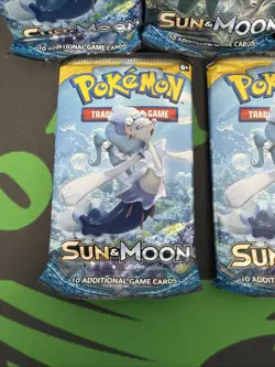 Pokemon TCG Sun & Moon Base Set Sealed Booster Lot Of 5 Primarina Decidueye Art - Image 5