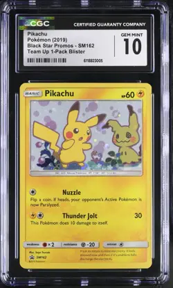 Pokemon Pikachu Team Up Blister Pk. Cosmos Holo Promo SM162 CGC 10 - Image 1
