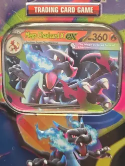 Pokemon Mega Charizard ex Factory Sealed Tin Box - Charizard X - 4 Booster Packs - Image 2