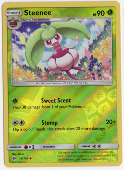 Steenee 19/149 Sun & Moon Reverse Holo Pokemon Card - Image 1