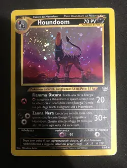 HOUNDOOM 2001 Pokemon Neo revelation DOUBLE HOLO ERROR #8 HP Italian Swirl - Image 2