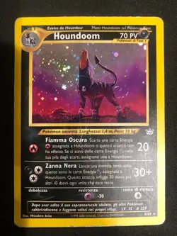 HOUNDOOM 2001 Pokemon Neo revelation DOUBLE HOLO ERROR #8 HP Italian Swirl - Image 3