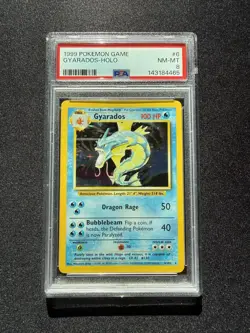 1999 Pokemon TCG Base Set Gyarados Holo Card #6/102 PSA 8 NM-MT - Image 1