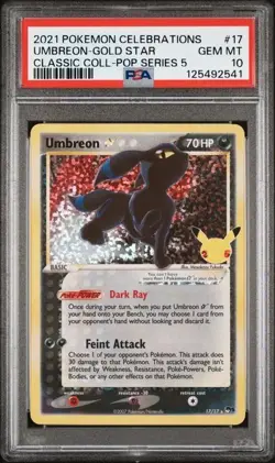 2021 POKEMON TCG CELEBRATIONS CLASSIC COLLECTION #17 UMBREON GOLD STAR PSA 10 - Image 1