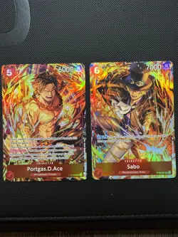 One Piece Sabo OP05-007 & Portgas.D.Ace ST15-005 Illustration Box 5 Promo MINT - Image 1