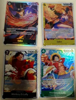 🔥 One Piece TCG Promo Collection | 2x Luffy + 2x Sabo | All Holo English - Image 1