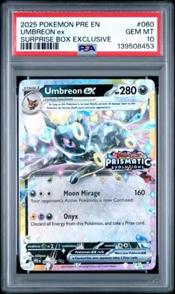 Pokemon Prismatic Evolutions Umbreon ex 060/131 Surprise Box Stamped, PSA 10 - Image 1