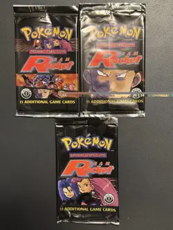 Pokemon Team Rocket 1st Edition Booster Pack Wrapper Set Of 3 EMPTY/OPENED! - Image 1
