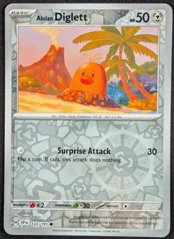 Alolan Diglett 2024 Surging Sparks Reverse Holo Pokemon Card 122/191 (NM) - Image 1