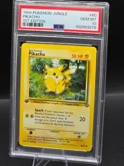 1999 Pokemon Pikachu 1st Edition Jungle 60 PSA 10 Gem Mint - Image 1