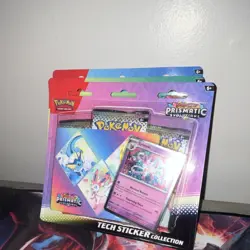 Pokemon Scarlet & Violet Prismatic Evolutions Lot of 3 Sealed Tech Sticker Packs - Image 1