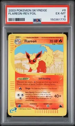 2003 POKEMON SKYRIDGE #8 FLAREON REVERSE FOIL PSA 6 - Image 2