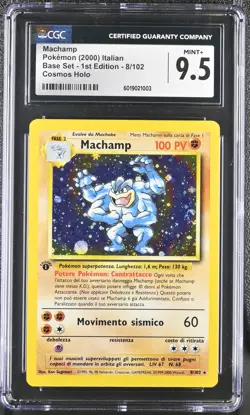 CGC 9.5 Machamp Italian Base Set 1st Edition 8/102 Cosmos Holo Pokemon Card - Image 1