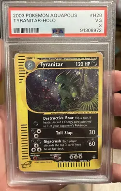 Pokemon TCG 2003 Aquapolis Tyranitar Holo Rare H28/H32 PSA 3 Graded - Image 1