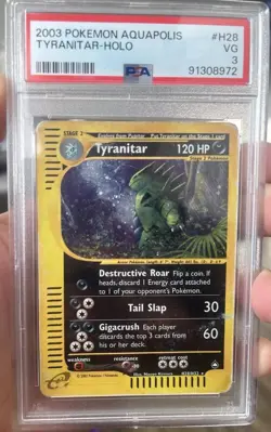 Pokemon TCG 2003 Aquapolis Tyranitar Holo Rare H28/H32 PSA 3 Graded - Image 2