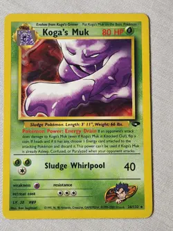 Played (MP) Koga's Muk - Non-Holo #26 Gym Challenge Pokemon TCG - Image 1