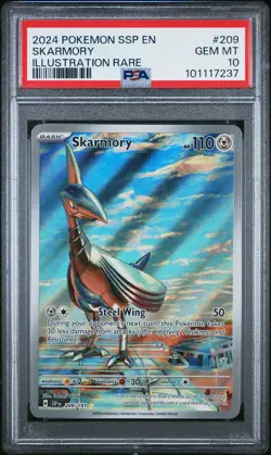 PSA 10 Pokemon Surging Sparks Skarmory 209 Illustration Rare - Image 1
