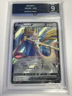 Pokemon TCG 2020 Zacian v Sword & Shield Holo 138/202 Ultra Rare Graded MINT 9 - Image 1