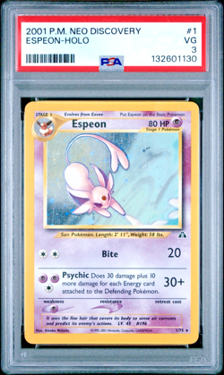 PSA 3 2001 Neo Discovery Espeon 1/75 Holo Foil Rare Pokemon WOTC - Image 1