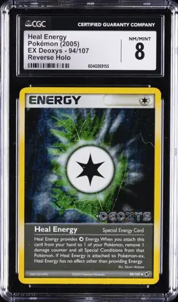 2005 POKEMON EX DEOXYS - REVERSE HOLO #94/107 HEAL ENERGY CGC 8 - Image 1