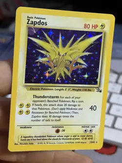 #3 Zapdos 15/62 Fossil 1999 Holo Rare WOTC Pokemon Card TCG - Image 3