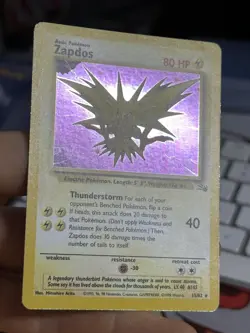 #3 Zapdos 15/62 Fossil 1999 Holo Rare WOTC Pokemon Card TCG - Image 5
