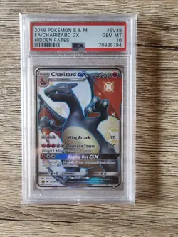 Pokemon PSA 10 Charizard GX #SV49 Full Art Hidden Fates 2019 Englisch - Image 1