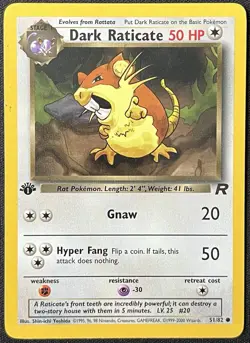 Dark Raticate 51/82 1st Edition Team Rocket Pokemon Card Pen Marks on Border - Image 1