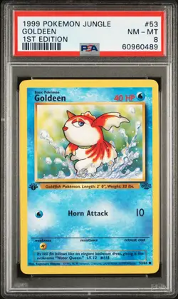 1999 POKEMON JUNGLE 1ST ED #53 GOLDEEN PSA 8 - Image 1