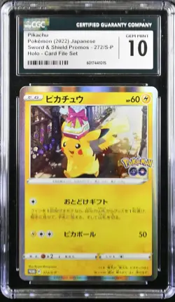 Pikachu Pokemon Go Japanese 2022 Sword & Shield Promo Card File 272/S-P CGC 10 - Image 1