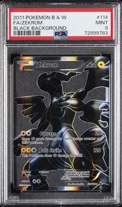 2011 POKEMON B&W BLACK BACKGROUND #114 FULL ART/ZEKROM PSA 9 - Image 1