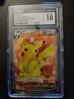 PIKACHU 2022 POKEMON SWORD & SHIELD BRILLIANT STARS FULL ART V CGC 10 - Image 1
