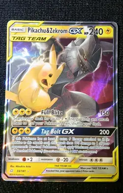 Pikachu & Zekrom GX 33/181 Ultra Rare Holo NM Pokemon SM - Team Up Never Played - Image 1