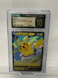 Pikachu V 020/028 CGC Pristine 10 2021 Japanese 25th Anniversary Pokemon - Image 1